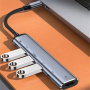 6-v-1 hub – HDMI / 2x USB-C / 3x USB-A na USB-C – temno siv