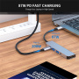 ENKAY 5-v-1 hub - HDMI / 3,5 mm jack / USB-C / 2x USB-A na USB-C - siv