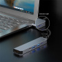 ENKAY 5-v-1 hub - HDMI / 3,5 mm jack / USB-C / 2x USB-A na USB-C - siv