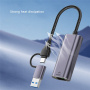 T30B 2-v-1 ethernetni adapter - RJ45 na USB-C / USB-A - siv