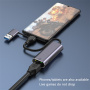 T30B 2-v-1 ethernetni adapter - RJ45 na USB-C / USB-A - siv