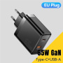 ESSAGER ES-CD43 GaN hitri polnilni adapter z USB-C / USB-A priključki - 65W - črn