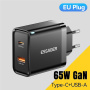 ESSAGER ES-CD43 GaN hitri polnilni adapter z USB-C / USB-A priključki - 65W - črn