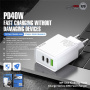 WEKOME WP-U63 hitri polnilni adapter z 2x USB-C / USB-A priključki - 40W - bel