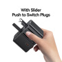 USAMS CC310 univerzalni potovalni adapter s priključki 3x USB-C / 2x USB-A in izvlečnimi vtiči - 70W - črn