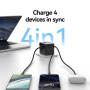 USAMS CC308 univerzalni potovalni adapter z 2x USB-C / USB-A priključki in izvlečnimi vtiči - 17W - črn