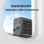 USAMS CC308 univerzalni potovalni adapter z 2x USB-C / USB-A priključki in izvlečnimi vtiči - 17W - črn