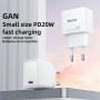 Yesido YC60 GaN mini hitri polnilni adapter z USB-C priključkom - 20W - bel