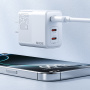 WEKOME WP-U66 GaN hitri polnilni adapter z 2x USB-C / USB-A priključki - 65W - bel