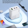 WEKOME WP-U66 GaN hitri polnilni adapter z 2x USB-C / USB-A priključki - 65W - bel
