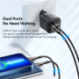ESSAGER ES-CD31 GaN mini hitri polnilni adapter z USB-C / USB-A priključki - 20W - bel