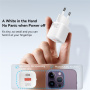 ESSAGER ES-CD31 GaN mini hitri polnilni adapter z USB-C / USB-A priključki - 20W - bel