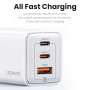 USAMS US-CC180 GaN hitri polnilni adapter z 2x USB-C / USB-A priključki - 65W - črn