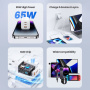 USAMS US-CC180 GaN hitri polnilni adapter z 2x USB-C / USB-A priključki - 65W - črn