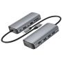 11-v-1 hub – reža za kartice SD/TF / RJ45 / HDMI / VGA / 3,5-mm priključek / USB-C / 4x USB-A na USB-C za MacBook – siv