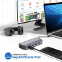 11-v-1 hub – reža za kartice SD/TF / RJ45 / HDMI / VGA / 3,5-mm priključek / USB-C / 4x USB-A na USB-C za MacBook – siv