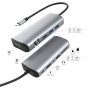 11-v-1 hub – reža za kartice SD/TF / RJ45 / HDMI / VGA / 3,5-mm priključek / USB-C / 4x USB-A na USB-C za MacBook – siv