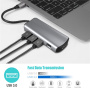 11-v-1 hub – reža za kartice SD/TF / RJ45 / HDMI / VGA / 3,5-mm priključek / USB-C / 4x USB-A na USB-C za MacBook – siv