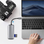 11-v-1 hub – reža za kartice SD/TF / RJ45 / HDMI / VGA / 3,5-mm priključek / USB-C / 4x USB-A na USB-C za MacBook – siv