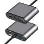 FX-1815B 8-v-1 hub – reža za kartico TF / HDMI / VGA / 3,5 mm priključek / USB-C / 3x USB-A na USB-C za MacBook – siv