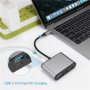 FX-1815B 8-v-1 hub – reža za kartico TF / HDMI / VGA / 3,5 mm priključek / USB-C / 3x USB-A na USB-C za MacBook – siv