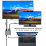 FX-1815B 8-v-1 hub – reža za kartico TF / HDMI / VGA / 3,5 mm priključek / USB-C / 3x USB-A na USB-C za MacBook – siv