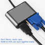 FX-1815B 8-v-1 hub – reža za kartico TF / HDMI / VGA / 3,5 mm priključek / USB-C / 3x USB-A na USB-C za MacBook – siv
