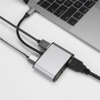 FX-1815B 8-v-1 hub – reža za kartico TF / HDMI / VGA / 3,5 mm priključek / USB-C / 3x USB-A na USB-C za MacBook – siv