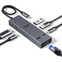 UGREEN CM828 6-v-1 hub - RJ45 / HDMI / 2x USB-C / 2x USB-A na USB-C - temno siv
