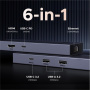 UGREEN CM828 6-v-1 hub - RJ45 / HDMI / 2x USB-C / 2x USB-A na USB-C - temno siv