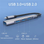 4v1 mini hub - 3x USB-A 2.0 / USB-A 3.0 na USB-C - siv