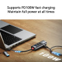 Yesido HB20 5v1 hub - USB-C / 4x USB-A na USB-C / USB-A - siv