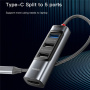Yesido HB22 5-v-1 hub – HDMI / USB-C / 3x USB-A na USB-C – siv