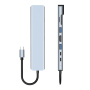 BYL-2017L 8v1 hub - reža za SD / TF kartico / RJ45 / HDMI / 2x USB-C / 2x USB-A na USB-C - siv