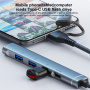 OTG-019Y 5v1 hub - 3,5 mm jack / 2x USB-C / 2x USB-A na USB-C / Lightning - temno siv
