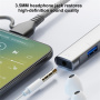 OTG-019Y 5v1 hub - 3,5 mm jack / 2x USB-C / 2x USB-A na USB-C / Lightning - temno siv