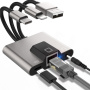 NK-1056S 3v1 redukcija - RJ45 / 3,5 mm jack / USB-C na USB-C / Lightning / USB-A - siva