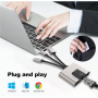 NK-1056S 3v1 redukcija - RJ45 / 3,5 mm jack / USB-C na USB-C / Lightning / USB-A - siva