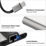 NK-1056S 3v1 redukcija - RJ45 / 3,5 mm jack / USB-C na USB-C / Lightning / USB-A - siva