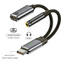 2-v-1 avdio in polnilni adapter - 3,5 mm jack / USB-C na USB-C - temno siv
