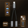 2-v-1 avdio in polnilni adapter - 3,5 mm jack / USB-C na USB-C - temno siv
