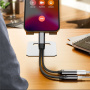 2-v-1 avdio in polnilni adapter - 3,5 mm jack / USB-C na USB-C - temno siv