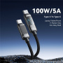 ESSAGER Dazzling pleten polnilni in podatkovni kabel - USB-C na USB-C - 1 m - črn