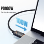ESSAGER 3v1 univerzalni pleteni polnilni in podatkovni kabel - USB-C na magnetni plošček / USB-C / Lightning - 1,2 m - črn