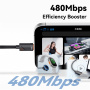 ESSAGER 3v1 univerzalni pleteni polnilni in podatkovni kabel - USB-C na magnetni plošček / USB-C / Lightning - 1,2 m - črn