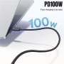 ESSAGER 2v1 univerzalni pleten polnilni in podatkovni kabel - USB-C na USB-C / Lightning - 1,2 m - črn