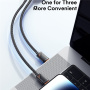 ESSAGER 2v1 univerzalni pleten polnilni in podatkovni kabel - USB-C na USB-C / Lightning - 1,2 m - črn