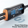 ESSAGER 2v1 univerzalni pleten polnilni in podatkovni kabel - USB-C na USB-C / Lightning - 1,2 m - črn
