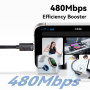 ESSAGER 2v1 univerzalni pleten polnilni in podatkovni kabel - USB-C na USB-C / USB-C - 1,2 m - črn