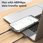 Yesido CA188 pleten polnilni in podatkovni kabel - USB-C na USB-C - 30 cm - črn